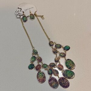 Iridescent Statement Necklace & Earrings Set Add-On Bundle Item